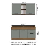 Cozinha Compacta 150002 Com Armário E Balcão Rustic/Cinza - 9