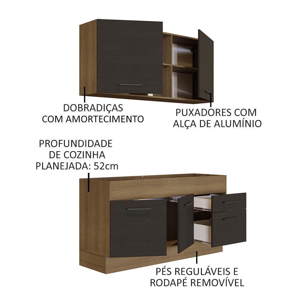 Cozinha Compacta 150002 Com Armário E Balcão Rustic/Preto - 8