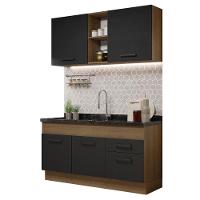 Cozinha Compacta 150002 Com Armário E Balcão Rustic/Preto - 10