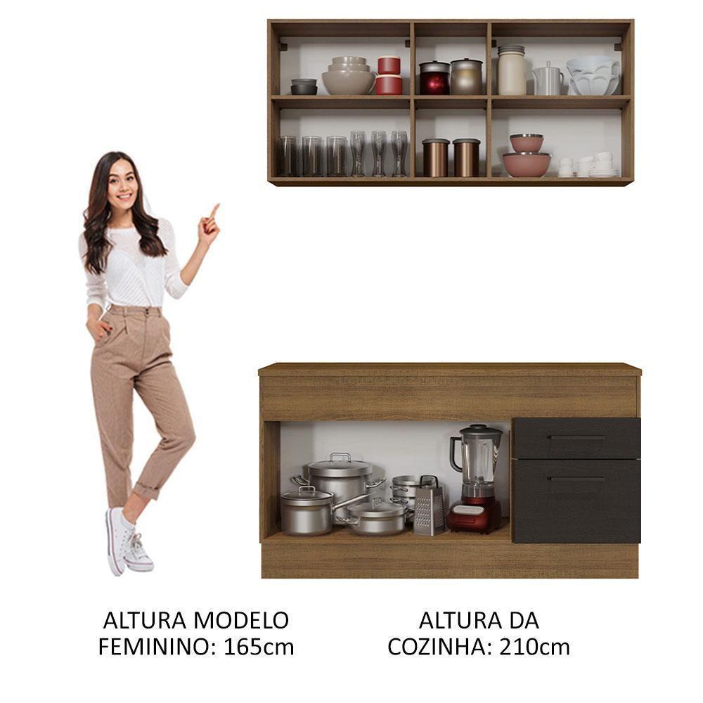 Cozinha Compacta 150001 Com Armário E Balcão Rustic/Preto - 7