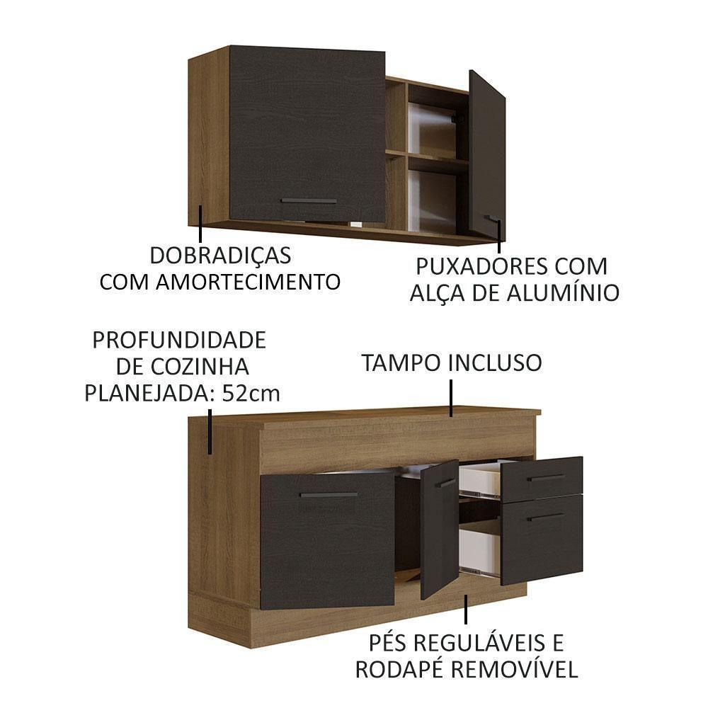 Cozinha Compacta 150001 Com Armário E Balcão Rustic/Preto - 8