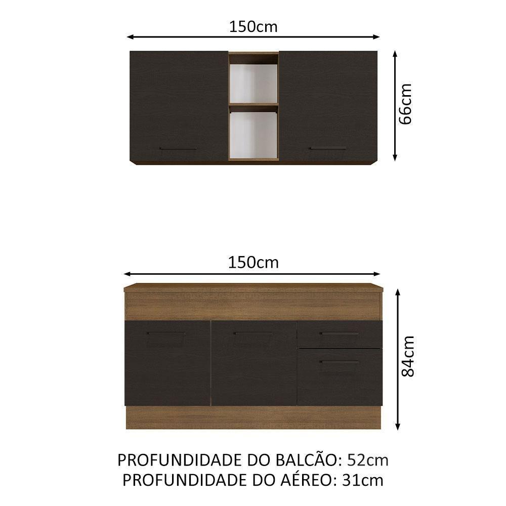 Cozinha Compacta 150001 Com Armário E Balcão Rustic/Preto - 9