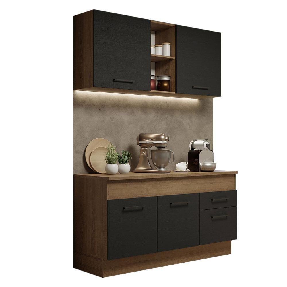 Cozinha Compacta 150001 Com Armário E Balcão Rustic/Preto - 10