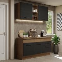 Cozinha Compacta 150001 Com Armário E Balcão Rustic/Preto - 1