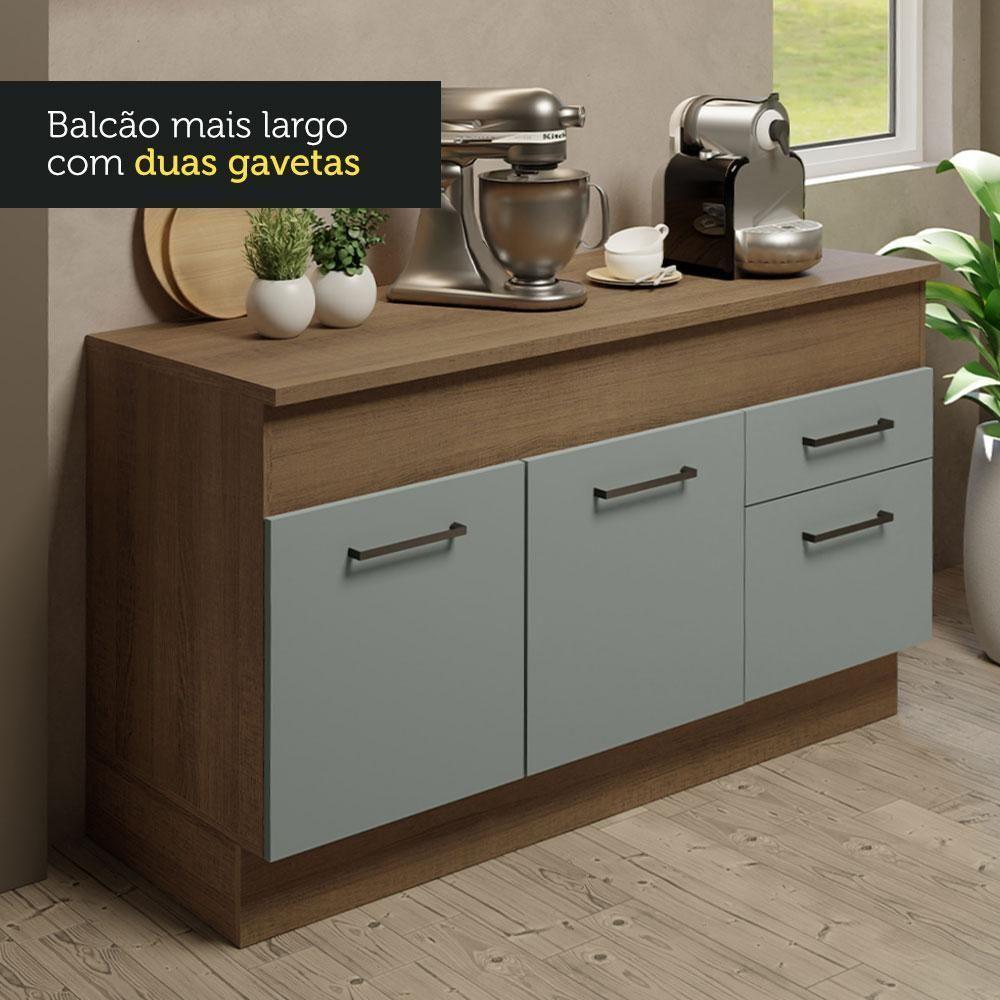 Cozinha Compacta 150001 Com Armário E Balcão Rustic/Cinza - 5