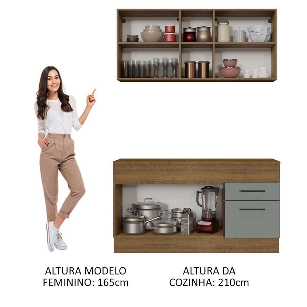 Cozinha Compacta 150001 Com Armário E Balcão Rustic/Cinza - 7