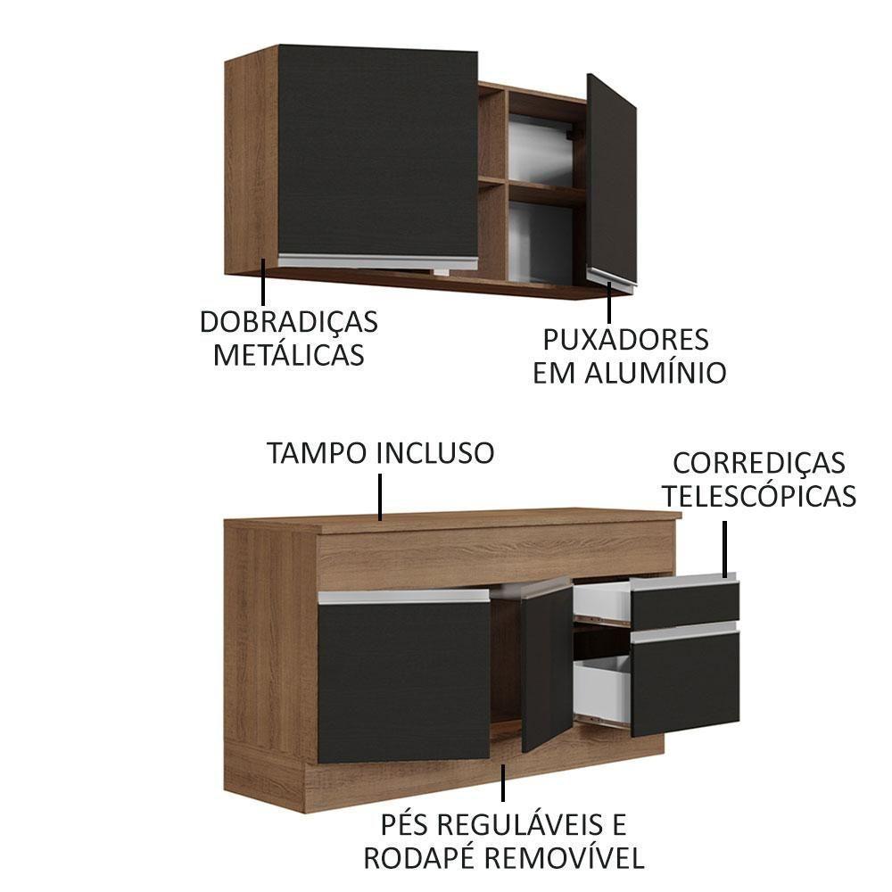 Cozinha Compacta 150001 Com Armário E Balcão Rustic/Preto - 8