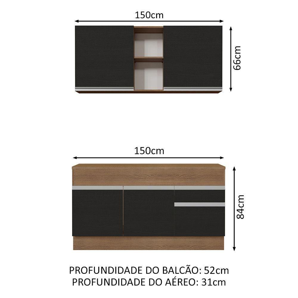 Cozinha Compacta 150001 Com Armário E Balcão Rustic/Preto - 9