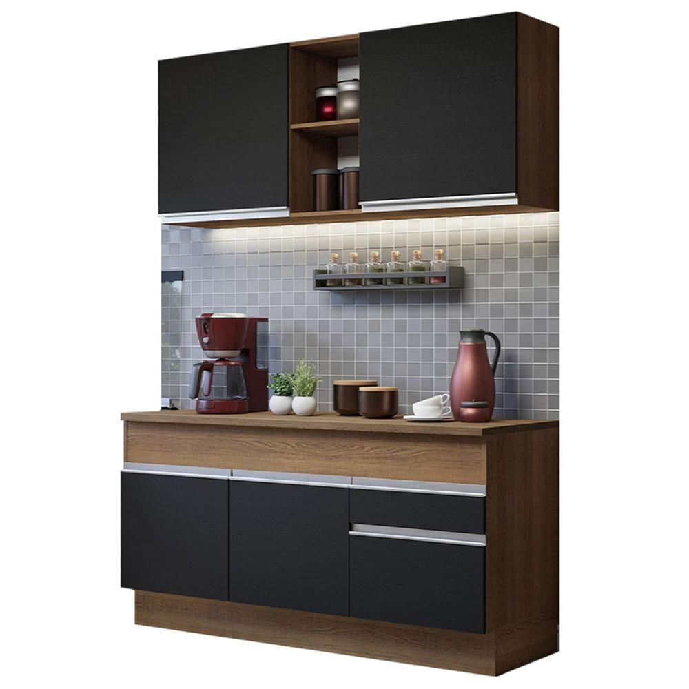 Cozinha Compacta 150001 Com Armário E Balcão Rustic/Preto - 10
