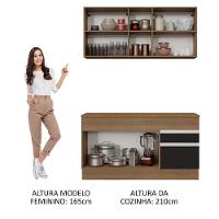 Cozinha Compacta 150001 Com Armário E Balcão Rustic/Preto - 7