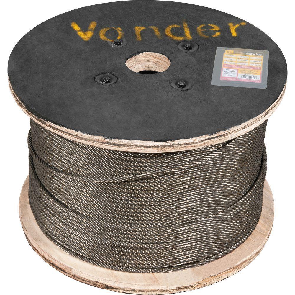 Cabo De Aço Polido Af 9,53mm 3-8 6x19s Com 500m Vonder - 2