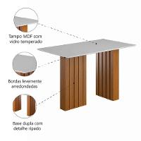 Mesa Sala De Jantar Ripada Tampo Com Vidro 1,60m Santiago Madeirado/off White Dobuê Madeirado/off White - 3