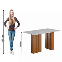 Mesa Sala De Jantar Ripada Tampo Com Vidro 1,60m Santiago Madeirado/off White Dobuê Madeirado/off White - 4
