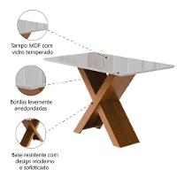 Mesa Sala De Jantar Tampo Com Vidro 1,60m Grécia Madeirado/off White Dobuê - 2