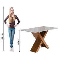 Mesa Sala De Jantar Tampo Com Vidro 1,60m Grécia Madeirado/off White Dobuê - 3