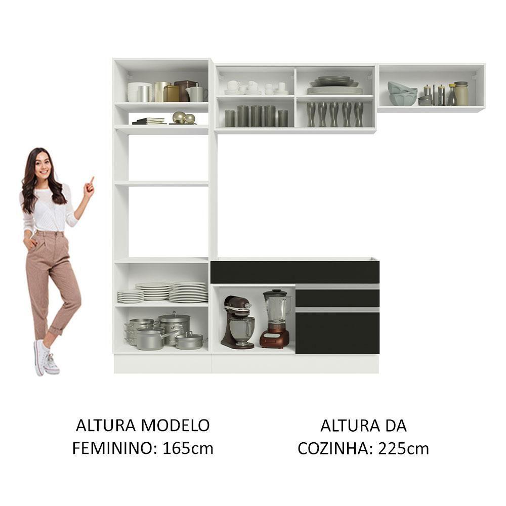 Cozinha Completa 270011 Com Armário E Balcão Branco/Preto - 6