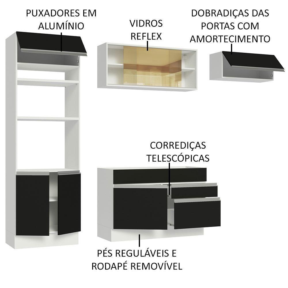 Cozinha Completa 270011 Com Armário E Balcão Branco/Preto - 7