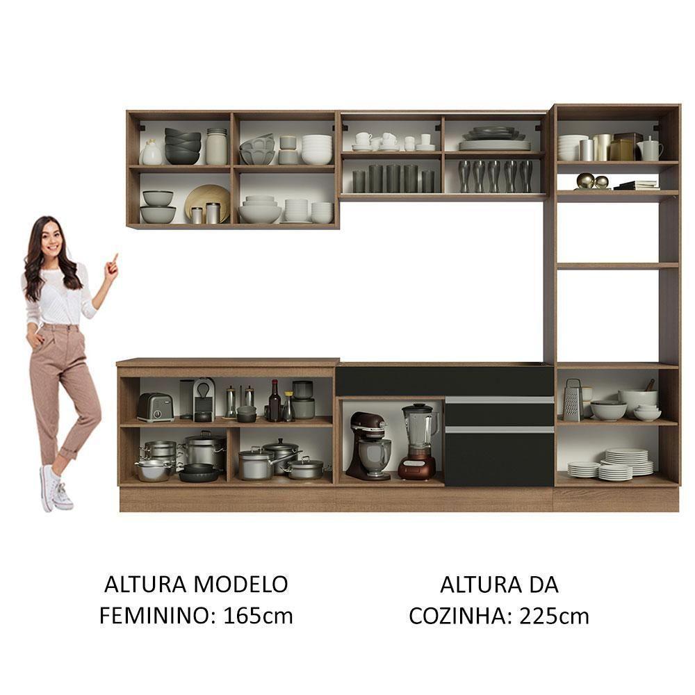 Cozinha Completa 310001 Com Armário E Balcão Rustic/Preto - 6