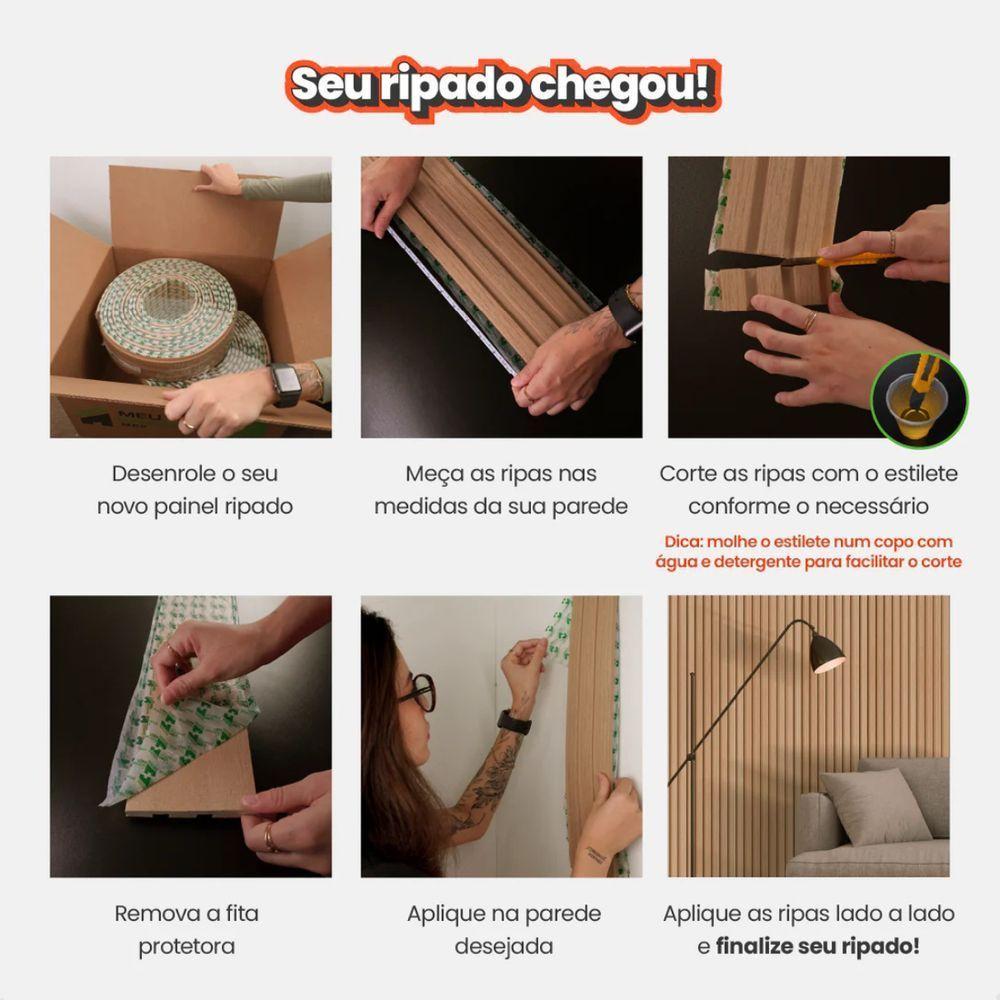 Painel Ripado Laminado De Eva Autocolante Flexível Rolo 10mt Cinamomo - 5