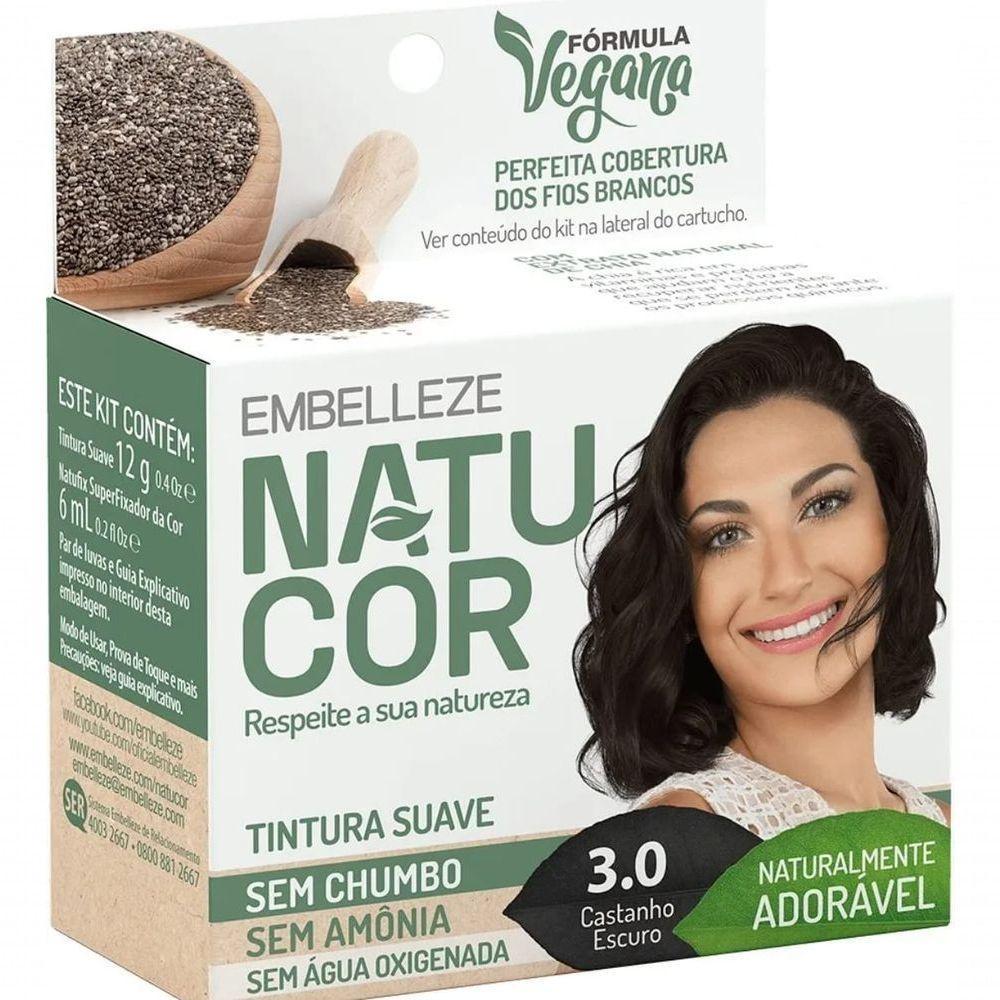 Tintura Natucor Embelleze Tinta De Cabelo Tom Castanho Escuro Para Cabelo - 1