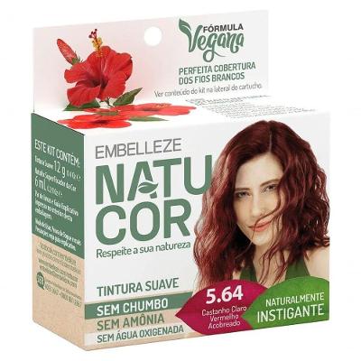 Tinta De Cabelo Natucor Naturalmente Instigante Hibisco Castanho Claro Vermelho Acobreado