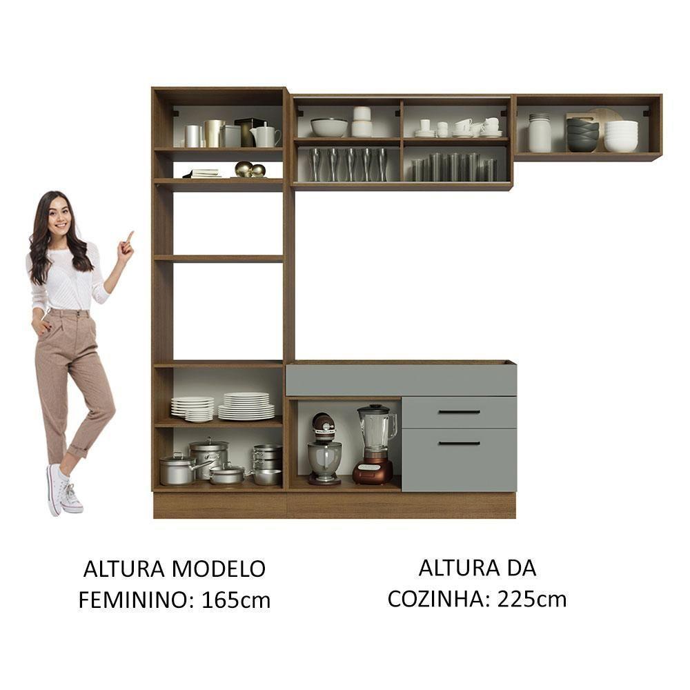 Cozinha Completa 270004 Com Armário E Balcão Rustic/Cinza - 7