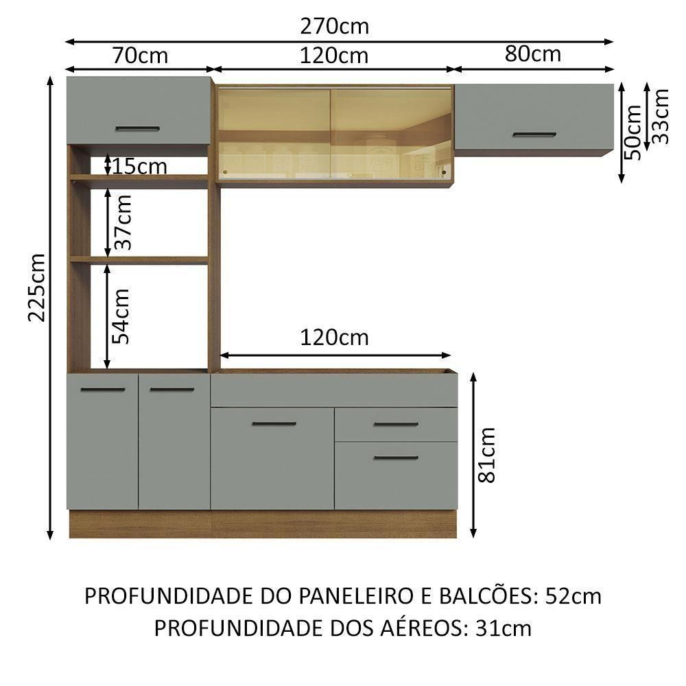 Cozinha Completa 270004 Com Armário E Balcão Rustic/Cinza - 9