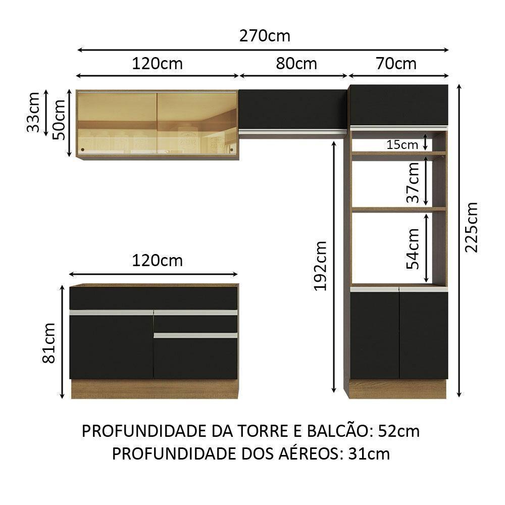 Cozinha Completa 270012 Com Armário E Balcão Rustic/Preto - 9