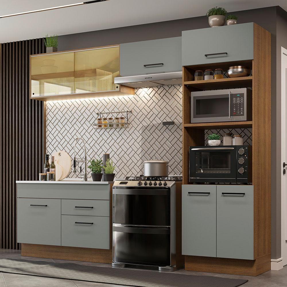 Cozinha Completa 270005 Com Armário E Balcão Rustic/Cinza - 1