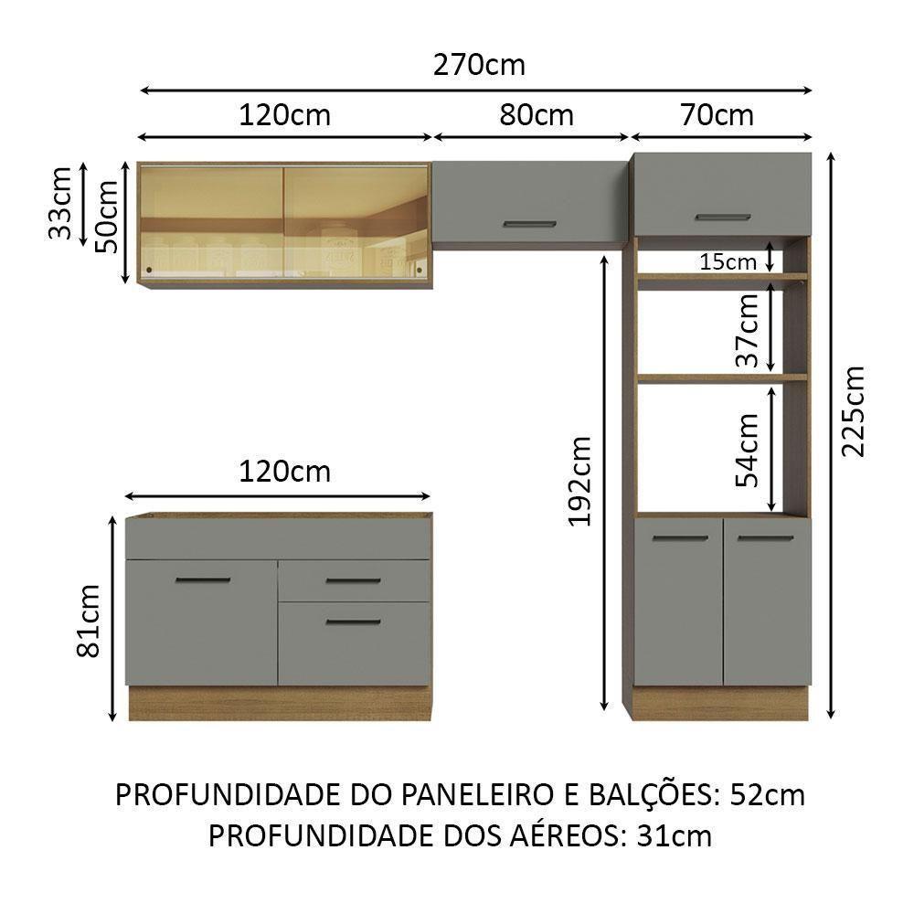 Cozinha Completa 270005 Com Armário E Balcão Rustic/Cinza - 9