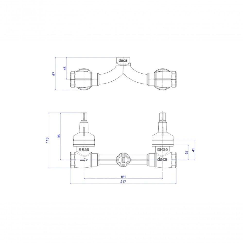 Base Para Misturador De Ducha Com Entrada Horizontal 3/4'' Cobreada - 2
