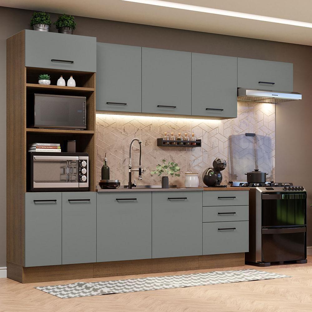 Cozinha Completa 330001 Com Armário E Balcão Rustic/Cinza - 1