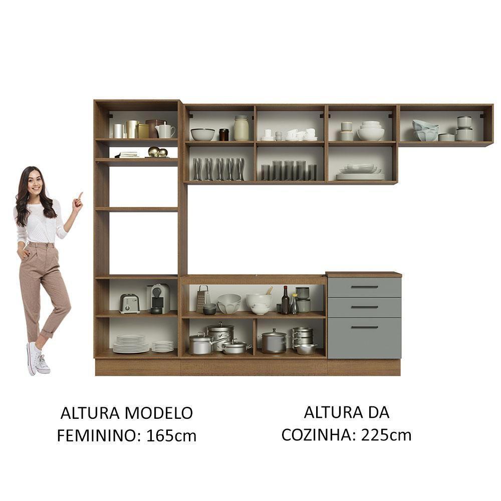 Cozinha Completa 330001 Com Armário E Balcão Rustic/Cinza - 7
