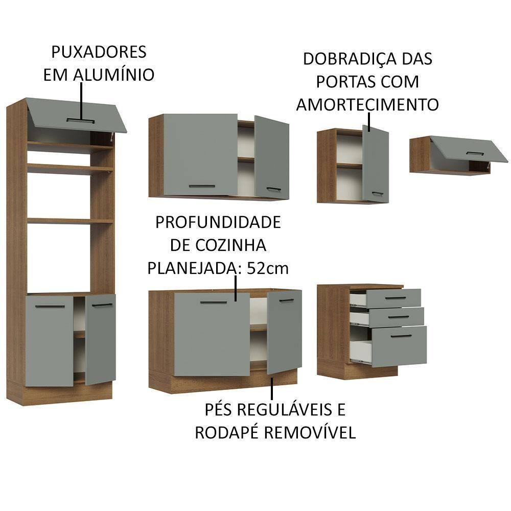 Cozinha Completa 330001 Com Armário E Balcão Rustic/Cinza - 8