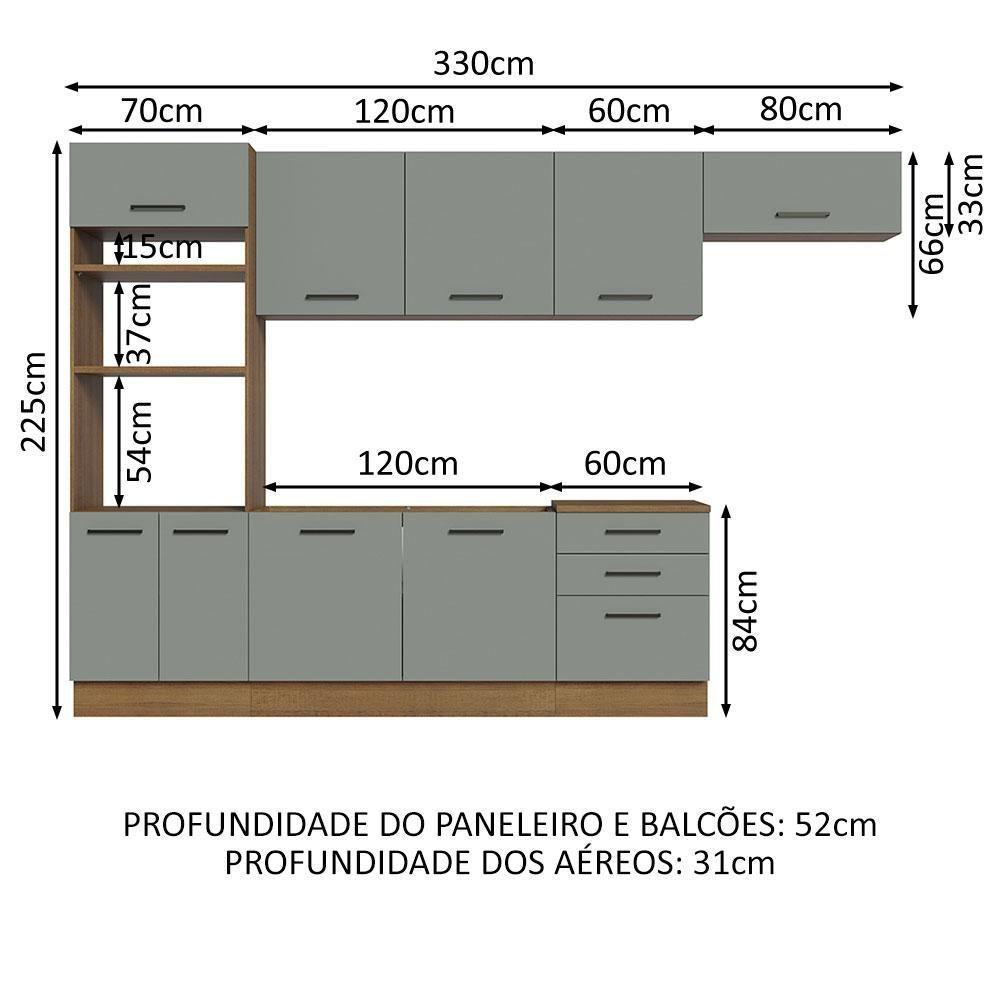 Cozinha Completa 330001 Com Armário E Balcão Rustic/Cinza - 9
