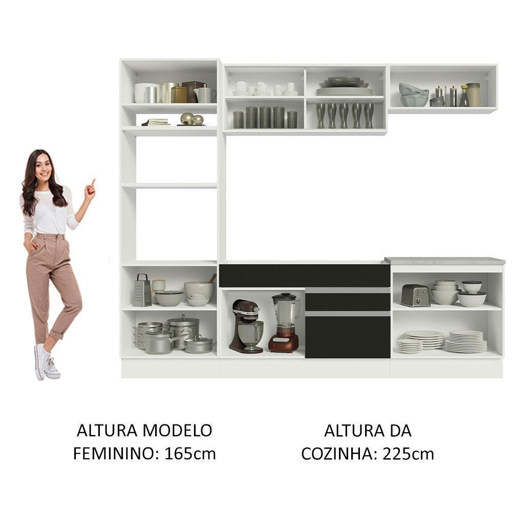 Cozinha Completa 270010 Com Armário E Balcão Branco/Preto - 6