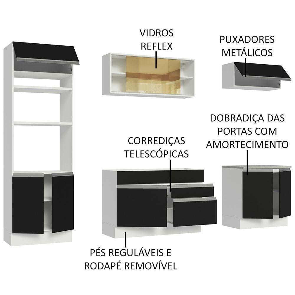 Cozinha Completa 270010 Com Armário E Balcão Branco/Preto - 7