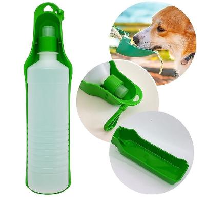 Bebedouro Portatil Pet Garrafa De Agua 500ml Para Cachorros Viagem Caminhada Carro Passeio Com Alça Verde