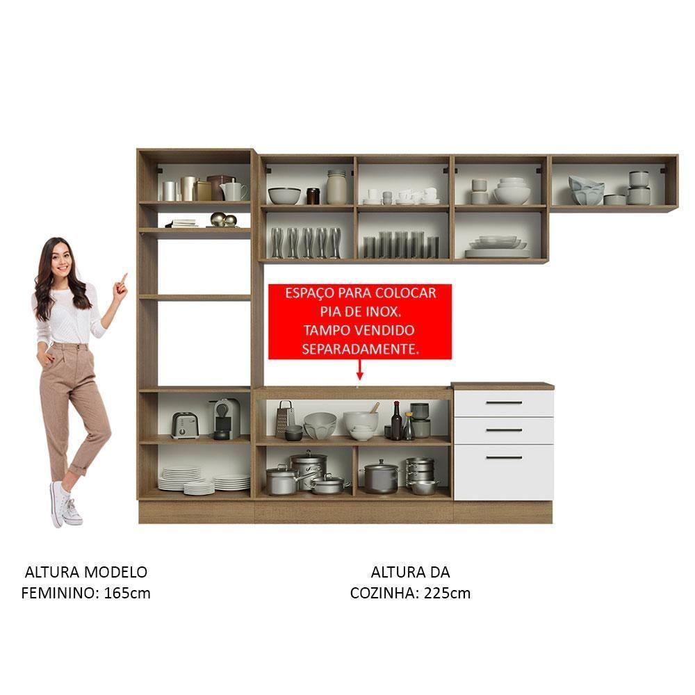 Cozinha Completa 330001 Com Armário E Balcão Rustic/branco - 7