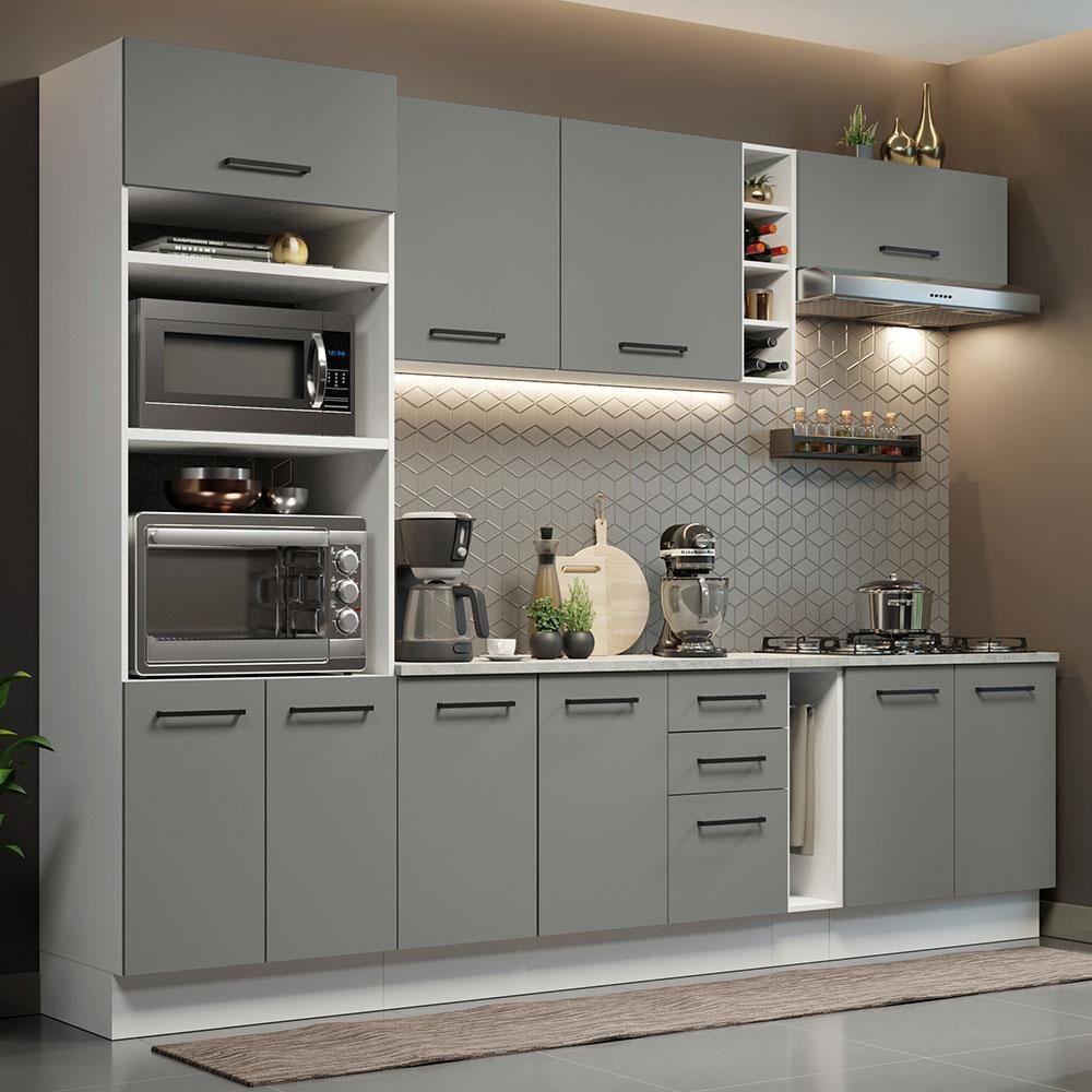 Cozinha Completa 290006 Com Armário E Balcão Branco/Cinza - 1