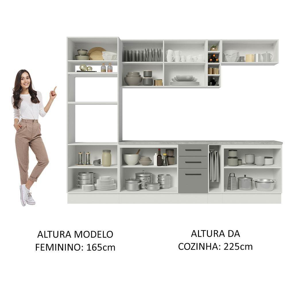 Cozinha Completa 290006 Com Armário E Balcão Branco/Cinza - 7