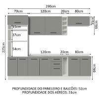 Cozinha Completa 290006 Com Armário E Balcão Branco/Cinza - 9