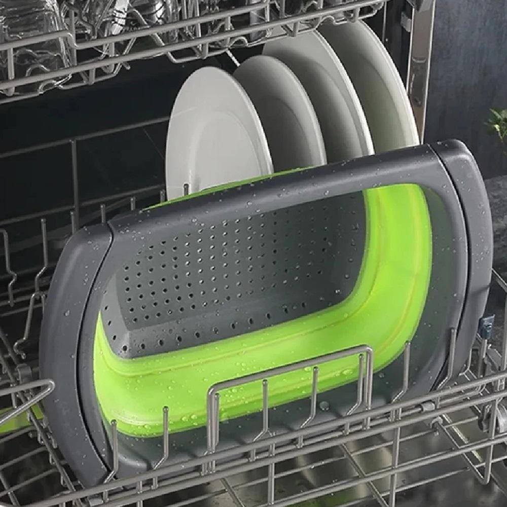 Escorredor Retratil Silicone Alca Ajustavel Massas Macarrao Legumes Frutas Pia Cozinha Multiuso Verde - 6