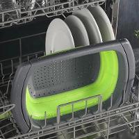 Escorredor Retratil Silicone Alca Ajustavel Massas Macarrao Legumes Frutas Pia Cozinha Multiuso Verde - 6