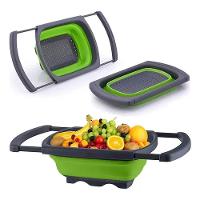 Escorredor Retratil Silicone Alca Ajustavel Massas Macarrao Legumes Frutas Pia Cozinha Multiuso Verde - 7
