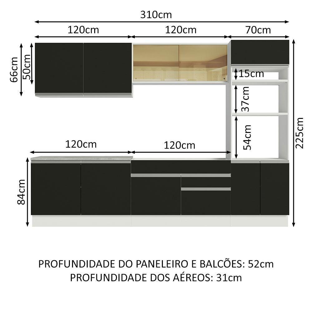 Cozinha Completa 310001 Com Armário E Balcão Branco/Preto - 8