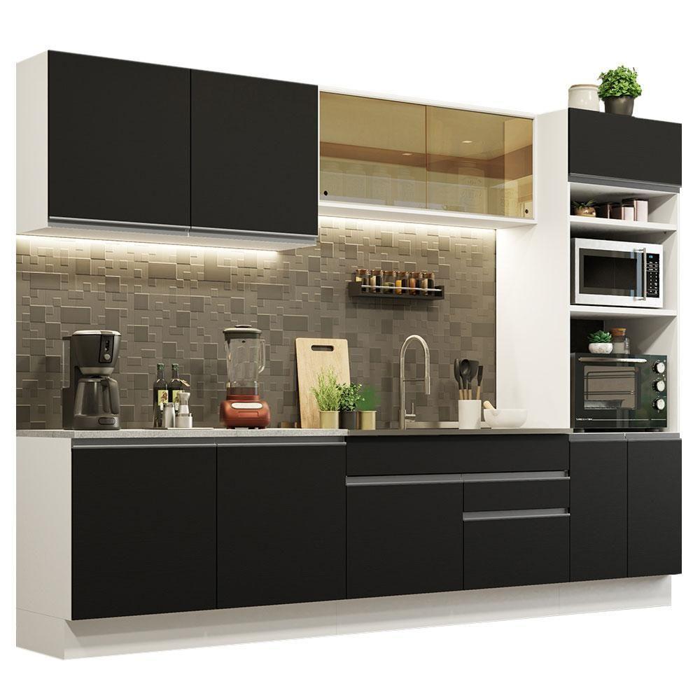 Cozinha Completa 310001 Com Armário E Balcão Branco/Preto - 9
