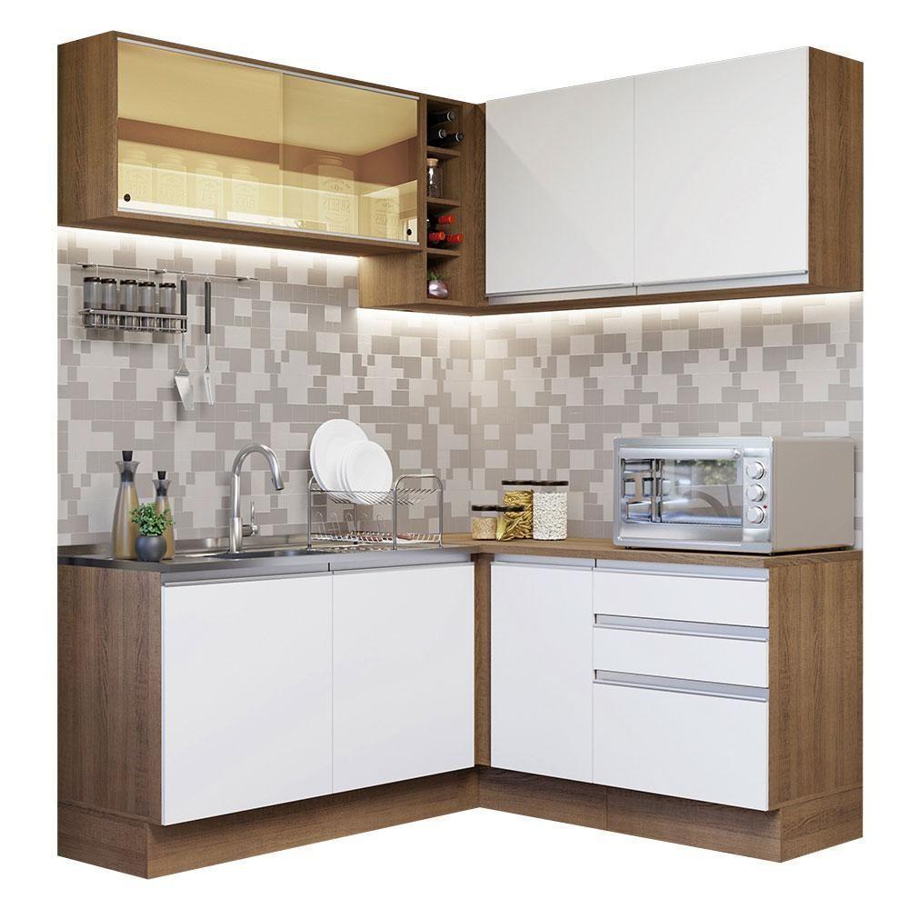 Cozinha Completa 329002 Com Armário E Balcão Rustic/Branco - 10