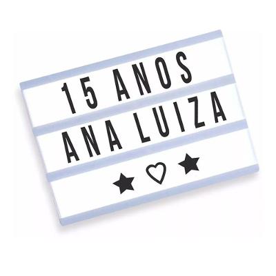 Letreiro Quadro Led Painel Cinema A4 96 Letras Branco