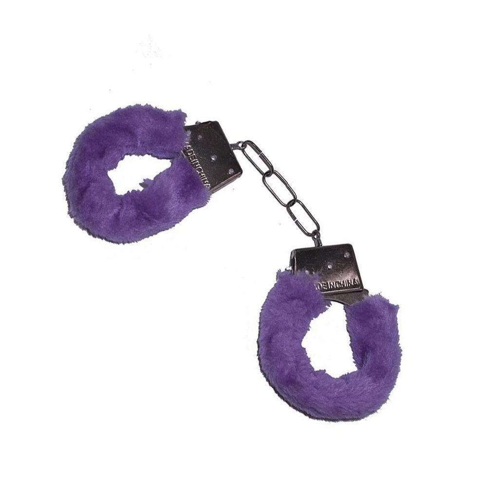 Algema De Metal Com Chave Pelúcia Fantasia Roxo - 1